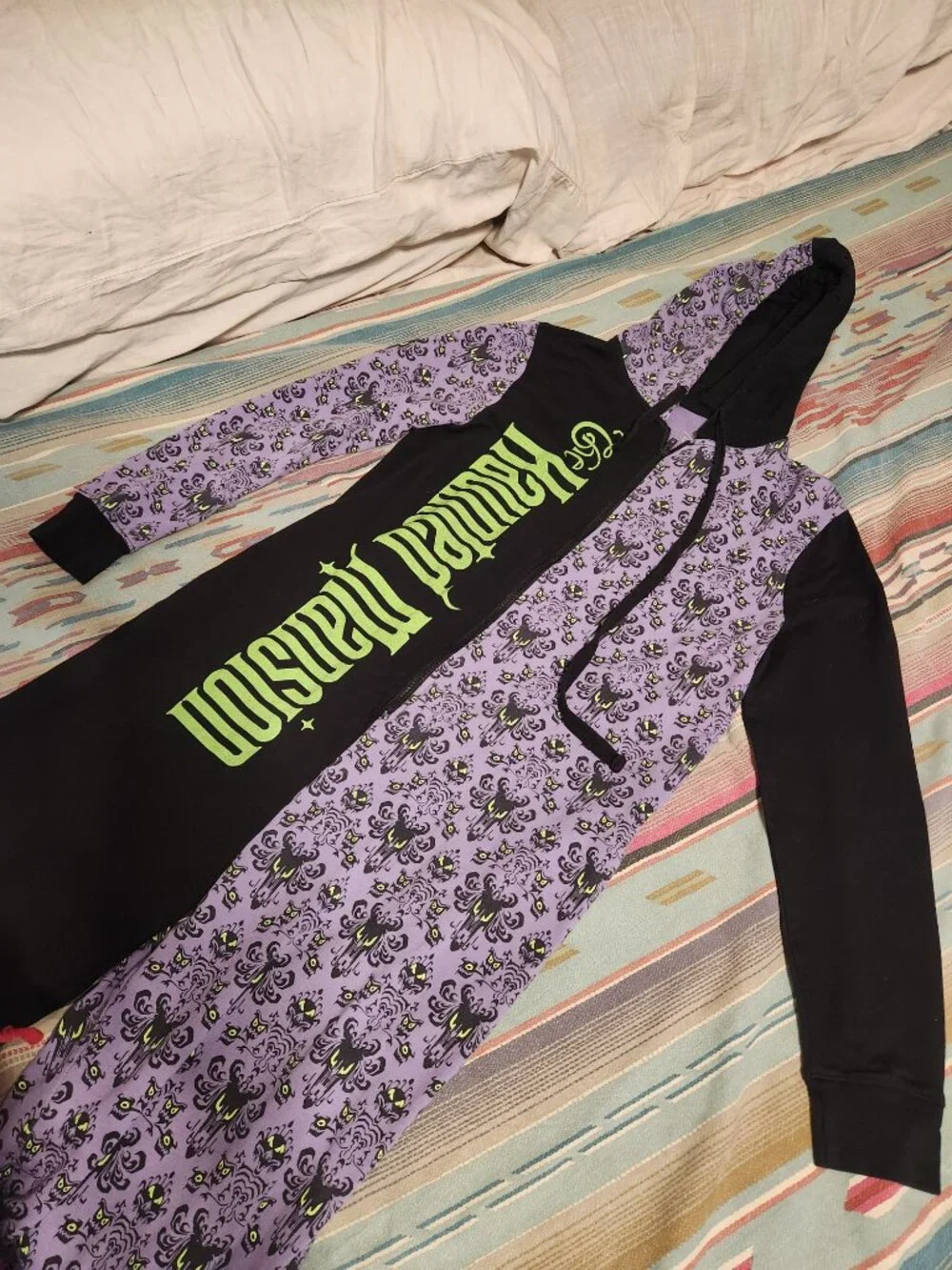 Disney Parks Haunted Mansion Wallpaper One Piece Jumpsuit Zip Pajamas-ADULTLARGE - Picture 2 of 10